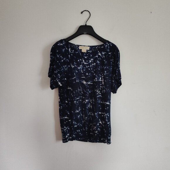 Ladies SZ S Michael Michael Kors Blue/White Tie-Dye Knit Top - Picture 1 of 4